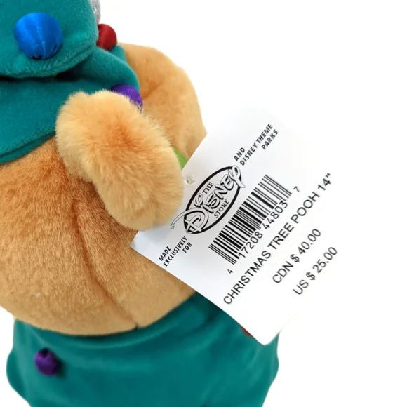 Vintage 90s Disney Store Winnie the Pooh Christmas Tree Plush Stuffed Animal NWT - Picture 5 of 8
